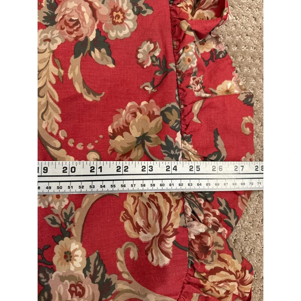 Ralph Lauren Red Marseilles Danielle Standard Ruffled Pillow Sham Floral Cotton